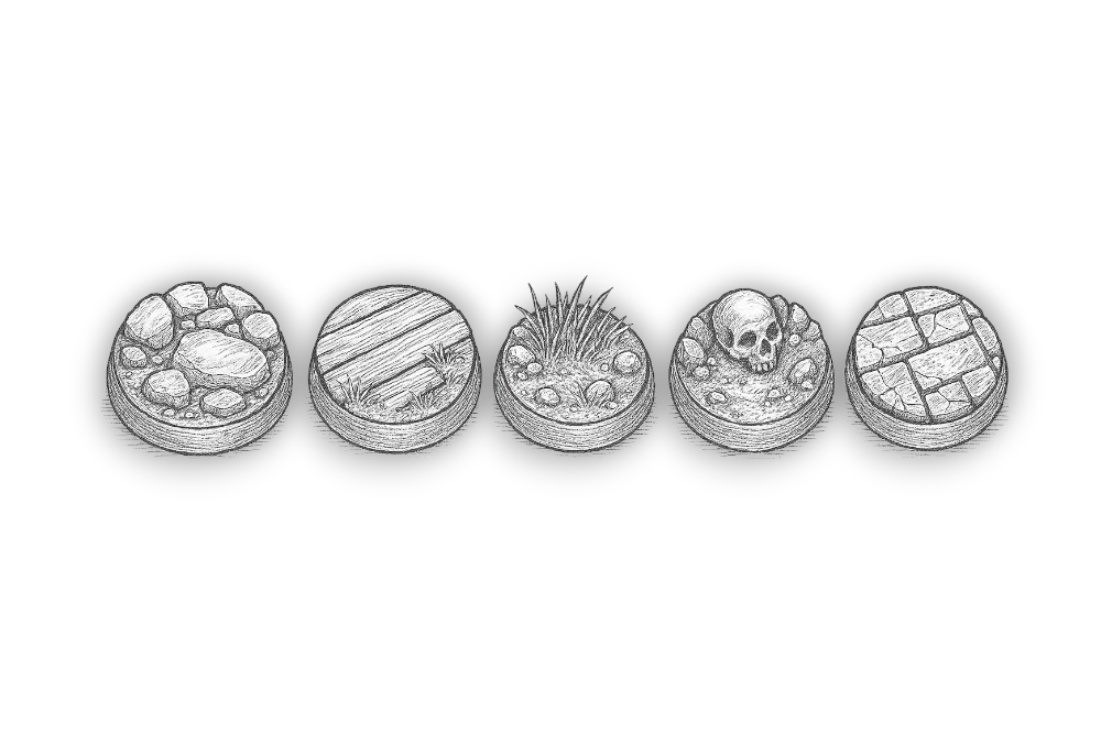 Custom miniature base designs and concepts